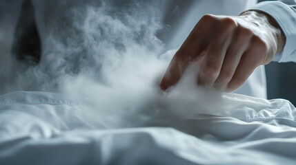 A Tranquil Moment: The Art of Pressing a Freshly Laundered Shirt