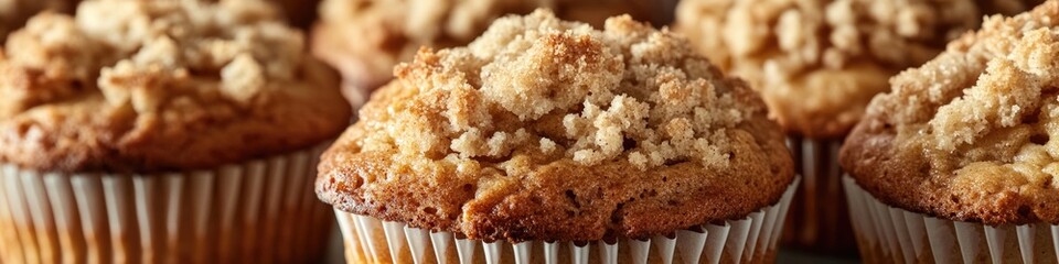 Fresh baked muffin sitting on a wooden table, perfect for coffee break or breakfast