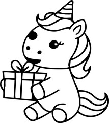 Cute Unicorn Character Handdrawn