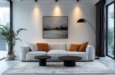 Fototapeta premium Modern Minimalist Living Room Interior Design