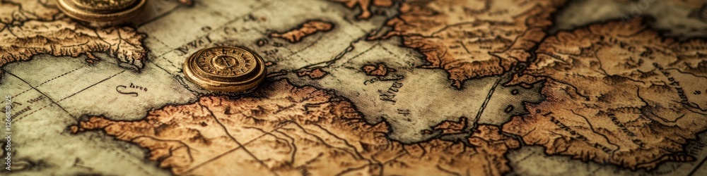 Aufkleber map with a compass used for navigation and exploration, suitable for travel or adventure themes