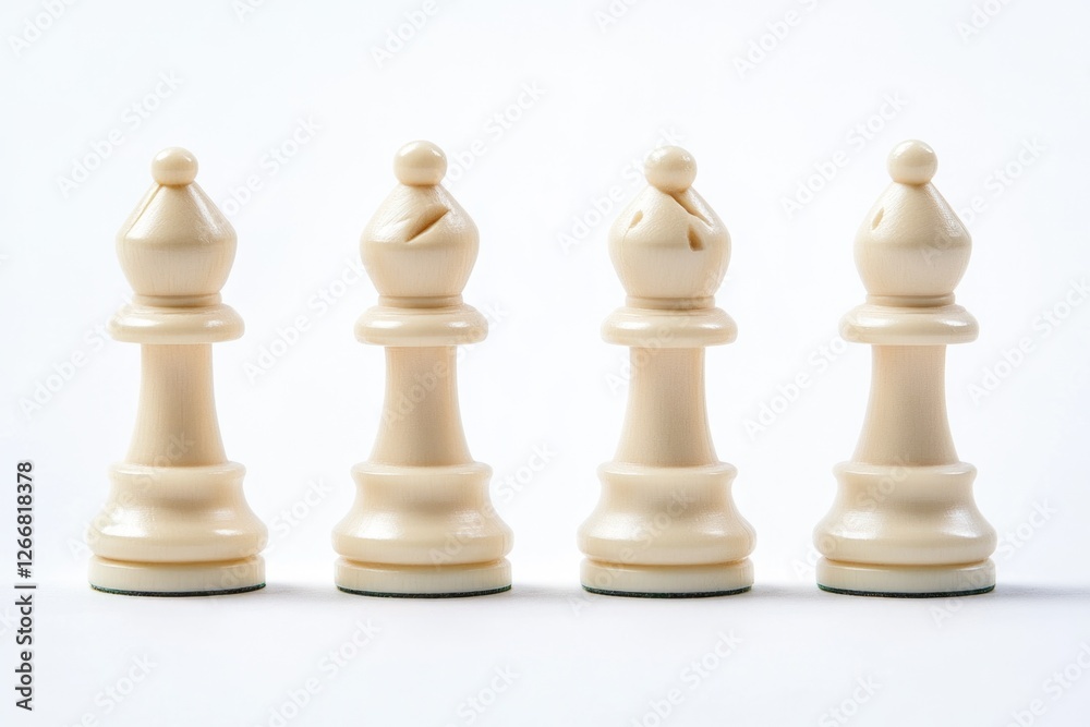 Poster a group of white chess pieces stacked on top of each other