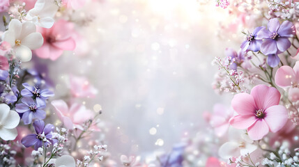 Soft Floral Background with Purple, Pink, and White Blooms