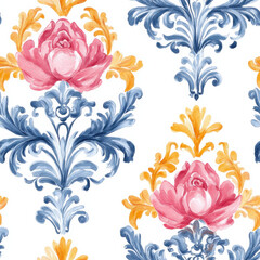 victorian seamless pattern, romantic style, watercolor 