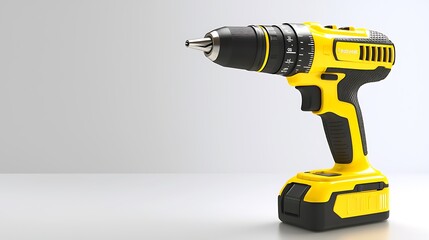 A yellow power drill with a black handle