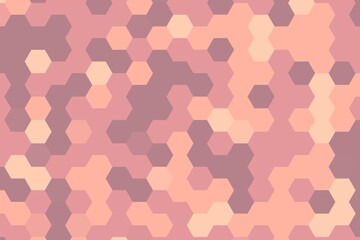 Soft orange and peach hexagonal pixelated pattern with a subtle gradient effect. Modern geometric background concept