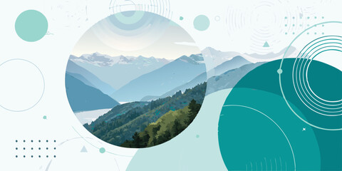 Ethereal Harmony: Teal and Green Geometric Symphony