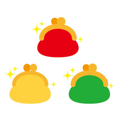 カラフルな可愛いがま口のお財布のイラスト