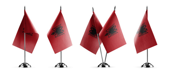 Small national flags of the Albania on a white background