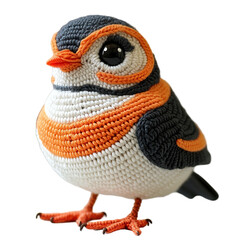 Colorful Knitted Lapwing Bird Toy with Intricate Pattern on a Clean Transparent background