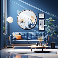 Spacious and elegant modern living room with simple furniture layout