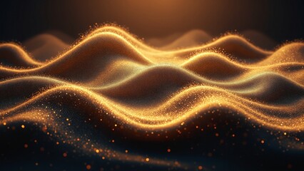 Obraz premium A stunning wallpaper featuring elegant golden waves flowing across a deep, dark background