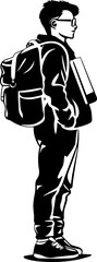 Student vector design in black and white illustration