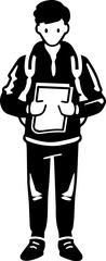 Student vector design in black and white illustration