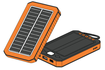  portable solar panel, orange rugged case, waterproof design, off-grid power source, outdoor adventure gear, photovoltaic cells, compact energy solution, durable equipment, emergency preparedness, s