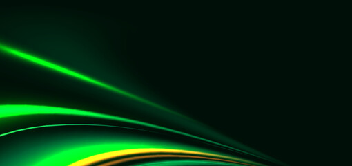 Futuristic green rays curved sparkle. Hi-speed motion moving concept.