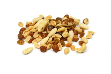 Mix of nuts isolated on white background. 