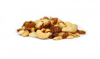 Mix of nuts isolated on white background. 