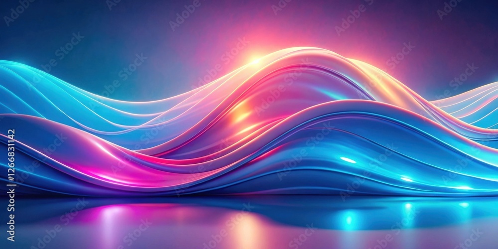 Aufkleber abstract flowing neon hues vibrant swirls of light and color on a reflective surface