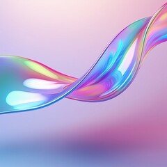 Obraz premium 3d holographic ribbon glass morphism wave line isolated on abstract background render. Iridescent curve liquid shape with colorful hologram gradient. Multicolored Glass Background