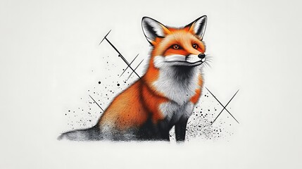 Obraz premium A Red Fox Sitting Against A Simple Background
