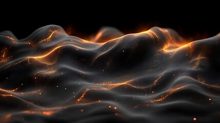 Obraz premium Glowing Golden Particles Wave Abstract Landscape