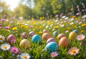 easter eggs in grass