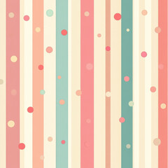 The background is a soft striped pattern with delicate polka dots