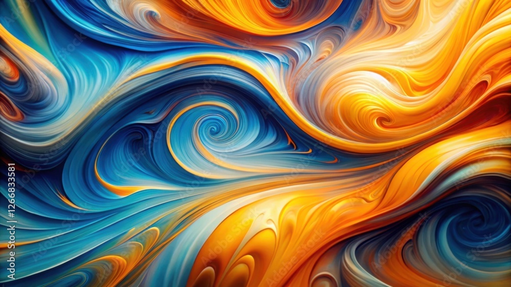 Poster Abstract swirling vortex of vibrant hues and dynamic motion, showcasing a captivating interplay of colors and textures creating a mesmerizing visual experience