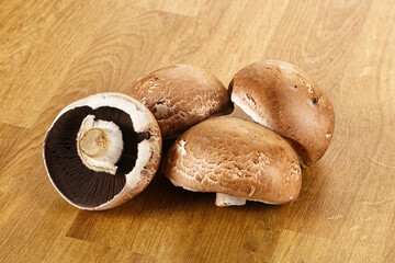 Raw brown champignon for cooking