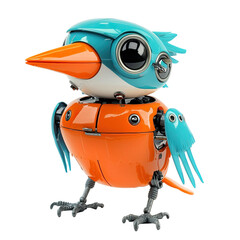Naklejka premium Playful Robot Kingfisher Toy with Bright Colors and Cartoonish Features for Fun and Whimsical Decor