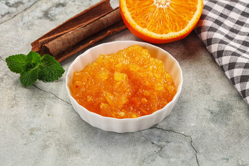 Tasty homemade Orange jam in the bowl