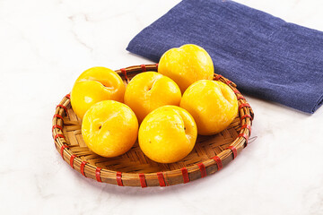 Ripe sweet and juicy Yellow Plums