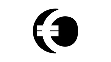 Euro logo , black isolated silhouette