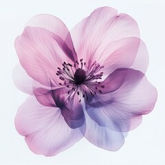Fototapeta premium Translucent Pink and Purple Flower on White Background