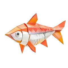 Intricate Origami Fish Figure Crafted from Colorful Paper on a Clean Transparent background for Creative Projects