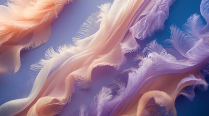 Obraz premium Soft Feather Fabric in Pastel Colors Captured in Close Up Photography Highlighting Intricate Texture and Gentle Color Tones for Artistic and Professional Photography Projects texture background