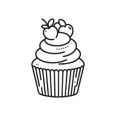 Silhouette cupcake Icon, muffin logo. Vector illustration, food icon, Can be used as icon, sign or symbol - cupcake silhouette.
