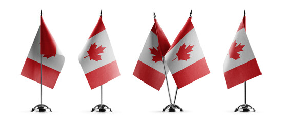 Small national flags of the Canada on a white background