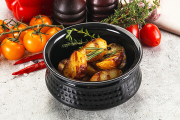 Grilled young small baby potato