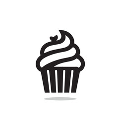 Silhouette cupcake Icon, muffin logo. Vector illustration, food icon, Can be used as icon, sign or symbol - cupcake silhouette.