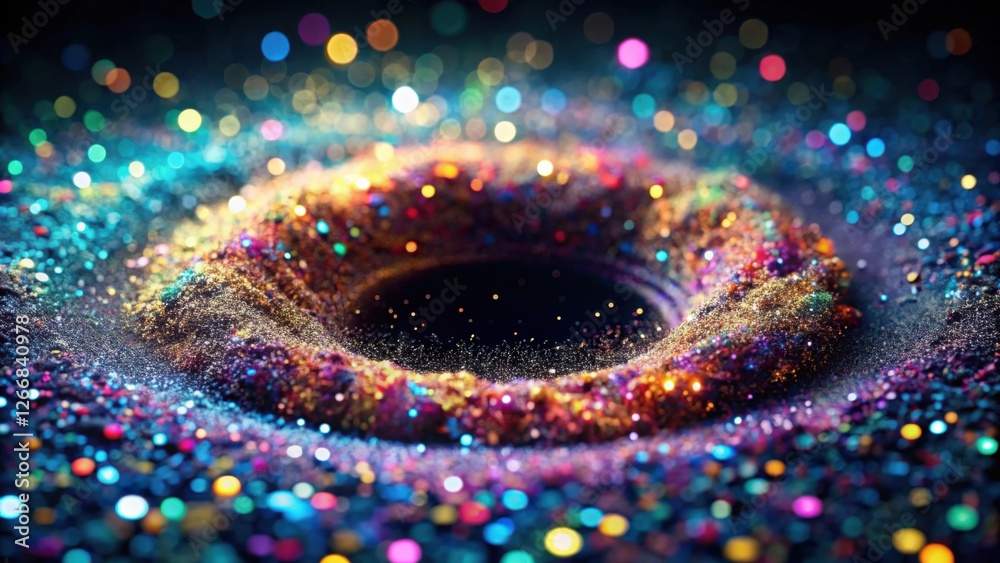 Aufkleber A mesmerizing cosmic swirl of vibrant glitter, sparkling with iridescent brilliance and luminous bokeh, creating an ethereal and enchanting visual spectacle.