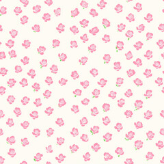tiny pink roses pattern on cream background, small floral print 