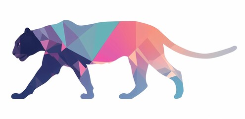 Obraz premium Gradient Colored Leopard Illustration: Creative and Vibrant Design Element
