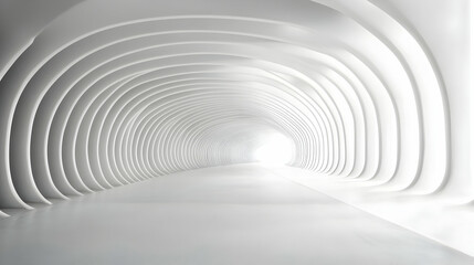 White abstract tunnel, light at end, architecture design, website background