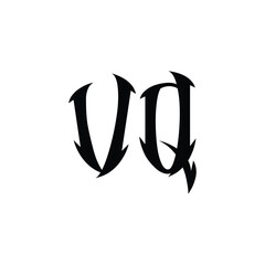 VQ monogram logo design letter text name symbol monochrome logotype alphabet character simple logo