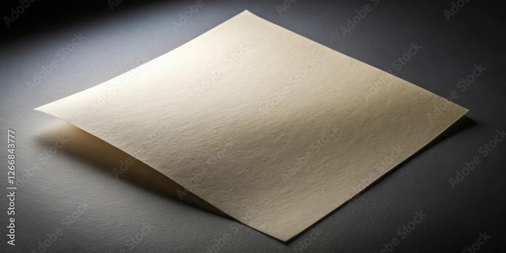 Poster a subtly textured, pale beige square of paper rests on a darker surface, illuminated by a soft light