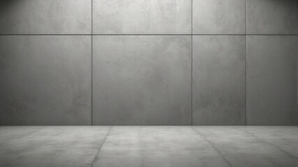Minimalist Empty Room with Grey Concrete Walls and Floor