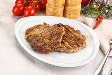 Grilled pork neck sirloin steak