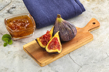 Purple ripe fig with cut